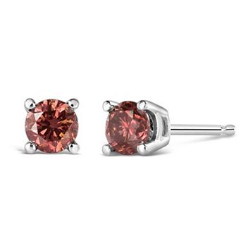 Haus of Brilliance 14k Gold 1 Carat T.W. Lab-Grown Pink Diamond Solitaire Stud Earrings