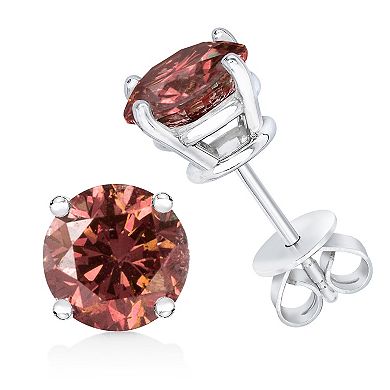 Haus of Brilliance 14k Gold 1 Carat T.W. Lab-Grown Pink Diamond Solitaire Stud Earrings