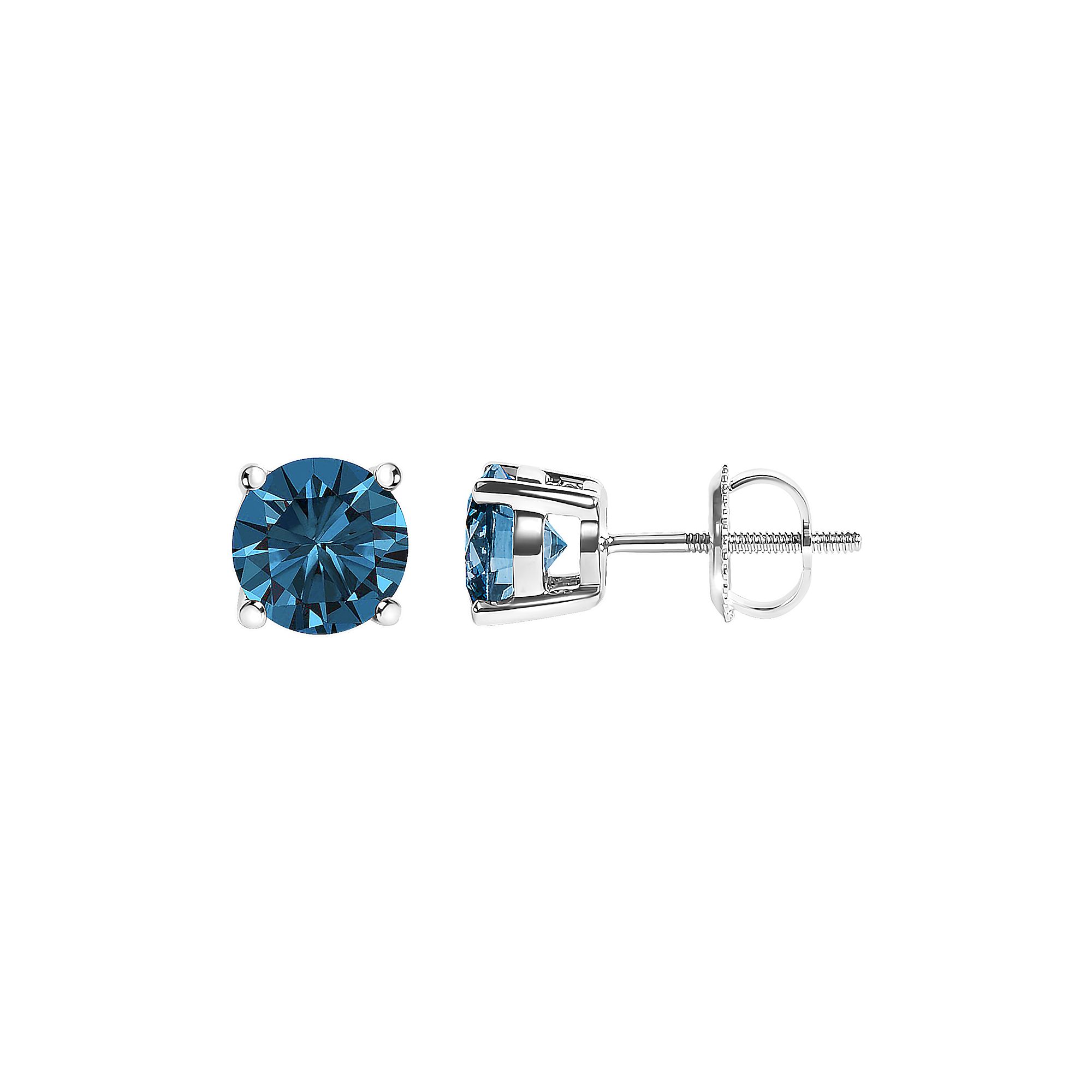 Haus of Brilliance 14k Gold 1 Carat T.W. Lab-Grown Blue Diamond Solitaire S