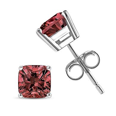 Haus of Brilliance 14k White Gold 1/2 Carat T.W. Lab-Grown Pink Diamond Solitaire Stud Earrings