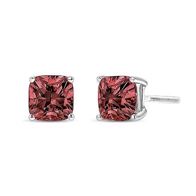 Haus of Brilliance 14k White Gold 1 1/2 Carat T.W. Lab-Grown Pink Diamond Solitaire Stud Earrings