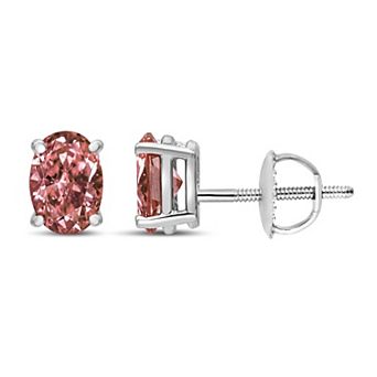 Haus of Brilliance 14k White Gold 1 Carat T.W. Lab-Grown Pink Diamond Solitaire Stud Earrings