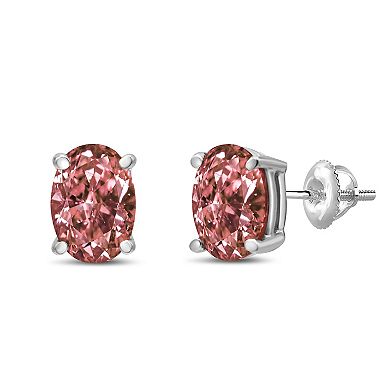 Haus of Brilliance 14k White Gold 1/2 Carat T.W. Lab-Grown Pink Diamond Solitaire Stud Earrings