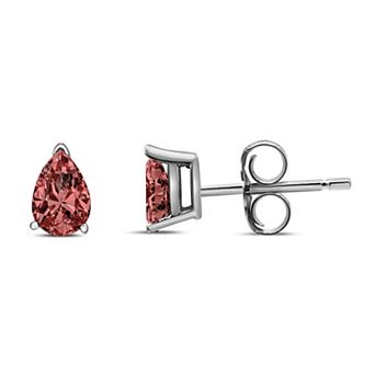 Haus of Brilliance 14k White Gold 1/2 Carat T.W. Lab-Grown Pink Diamond Solitaire Stud Earrings