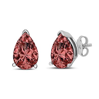 Haus of Brilliance 14k White Gold 1/2 Carat T.W. Lab-Grown Pink Diamond Solitaire Stud Earrings