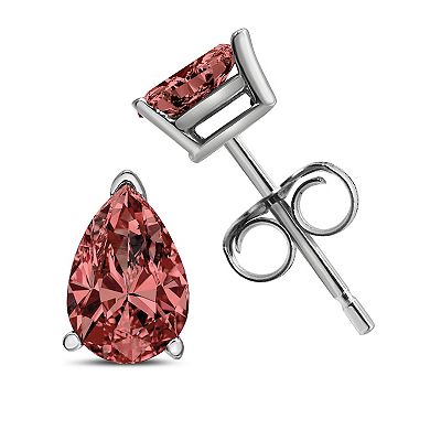 Haus of Brilliance 14k White Gold 1/2 Carat T.W. Lab-Grown Pink Diamond Solitaire Stud Earrings