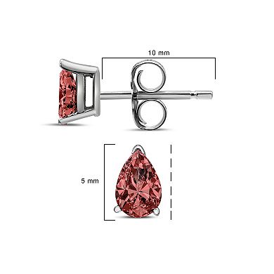Haus of Brilliance 14k White Gold 1/2 Carat T.W. Lab-Grown Pink Diamond Solitaire Stud Earrings