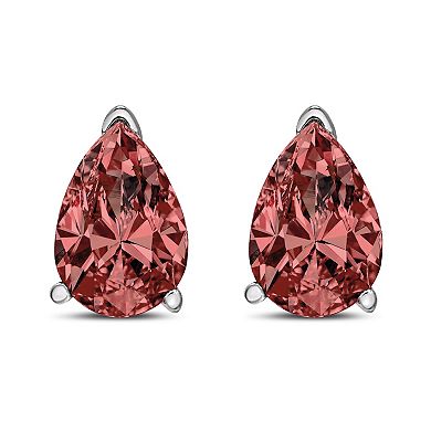 Haus of Brilliance 14k White Gold 1/2 Carat T.W. Lab-Grown Pink Diamond Solitaire Stud Earrings
