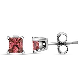 Haus of Brilliance 14k White Gold 1/2 Carat T.W. Lab-Grown Pink Diamond Solitaire Stud Earrings