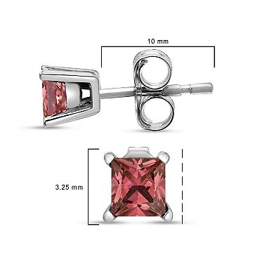 Haus of Brilliance 14k White Gold 1/2 Carat T.W. Lab-Grown Pink Diamond Solitaire Stud Earrings