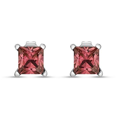 Haus of Brilliance 14k White Gold 1/2 Carat T.W. Lab-Grown Pink Diamond Solitaire Stud Earrings
