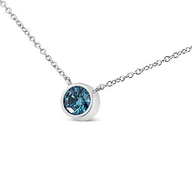 Haus of Brilliance 14k White Gold 1/2 Carat T.W. Lab-Grown Blue Diamond Solitaire Pendant Necklace