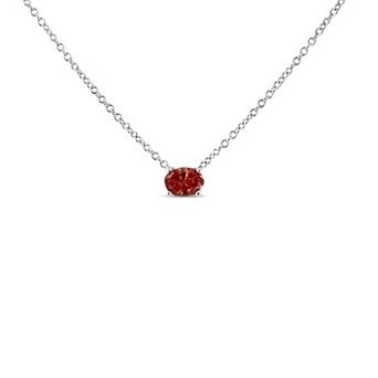 Haus of Brilliance 14k White Gold 3/8 Carat T.W. Lab-Grown Pink Oval Solitaire Diamond East West Pendant Necklace