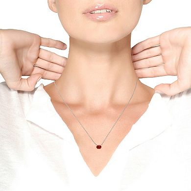 Haus of Brilliance 14k White Gold 3/8 Carat T.W. Lab-Grown Pink Oval Solitaire Diamond East West Pendant Necklace