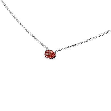 Haus of Brilliance 14k White Gold 3/8 Carat T.W. Lab-Grown Pink Oval Solitaire Diamond East West Pendant Necklace