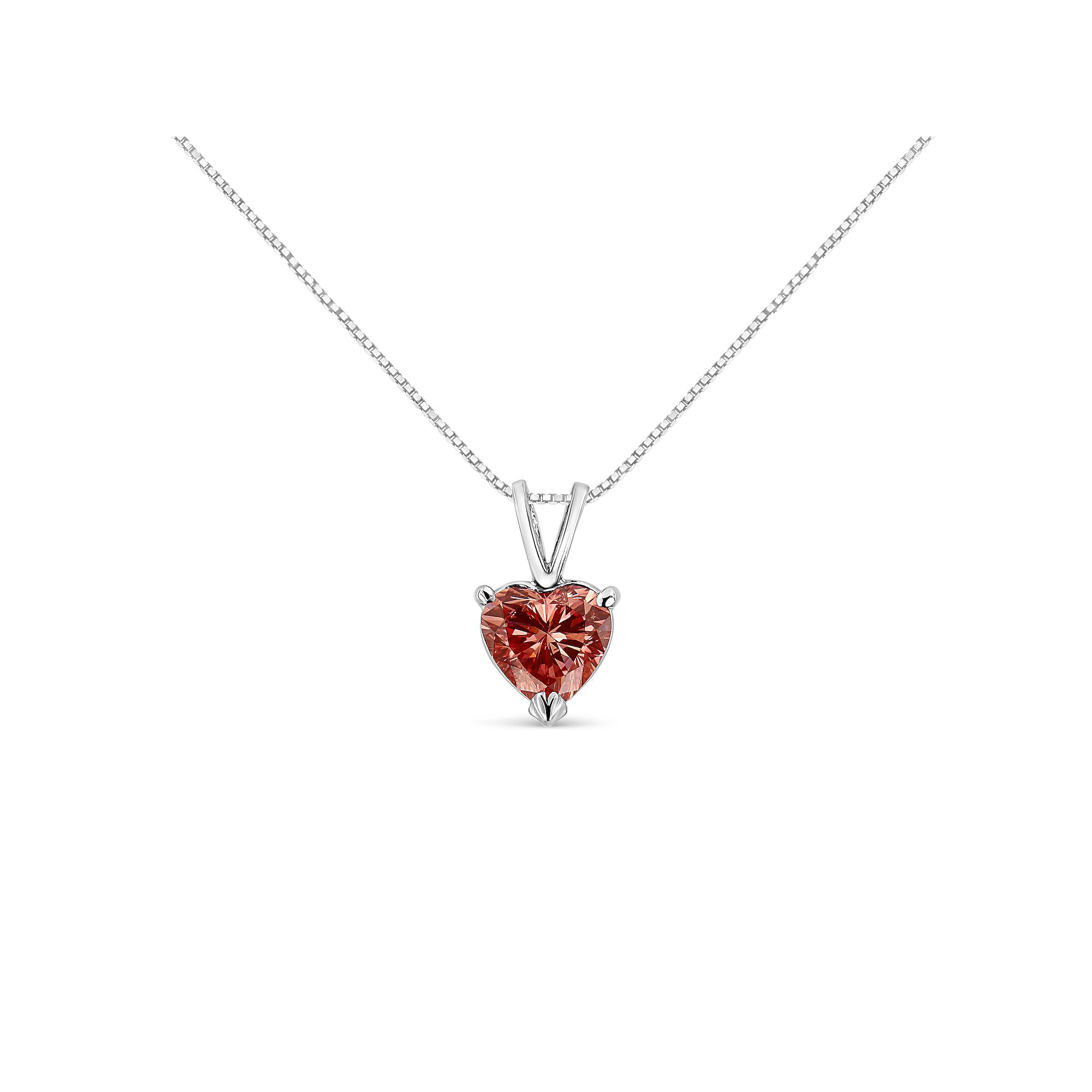Haus of Brilliance 14k White Gold 1 Carat T.W. Lab-Grown Pink Heart Diamon