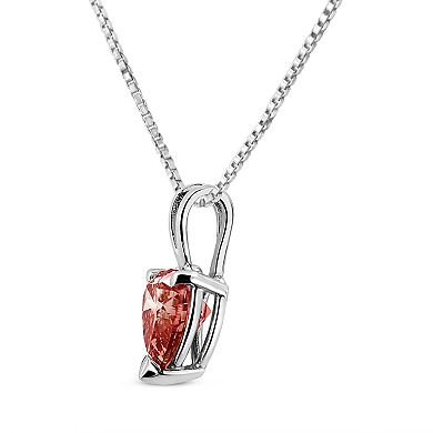 Haus of Brilliance 14k White Gold 1 Carat T.W. Lab-Grown Pink Heart Diamond Solitaire Pendant Necklace