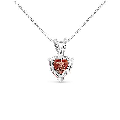 Haus of Brilliance 14k White Gold 1 Carat T.W. Lab-Grown Pink Heart Diamond Solitaire Pendant Necklace