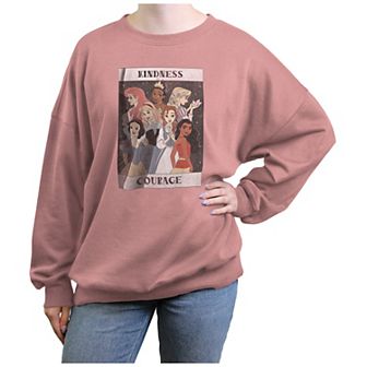 Disney Princess Ariel, Tiana, Rapunzel, Aurora, Snow White, Belle & Moana Kindness And Courage Juniors' Graphic Fleece