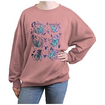 Juniors' Dungeons & Dragons Floral Pastel Dice Graphic Fleece