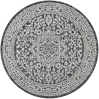 Sinjuri Medallion Textured Weave Indoor/Outdoor Area Rug