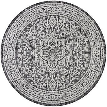 Sinjuri Medallion Textured Weave Indoor/Outdoor Area Rug
