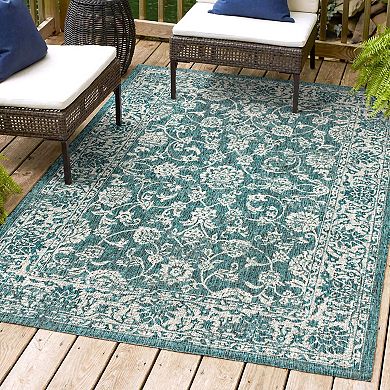 Tela Bohemian Textured Weave Floral Indoor/outdoor Area Rug