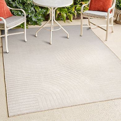 Hallie High-Low Minimalist Curve Geometric Indoor/Outdoor Area Rug