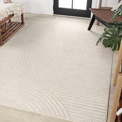 Hallie High-Low Minimalist Curve Geometric Indoor/Outdoor Area Rug
