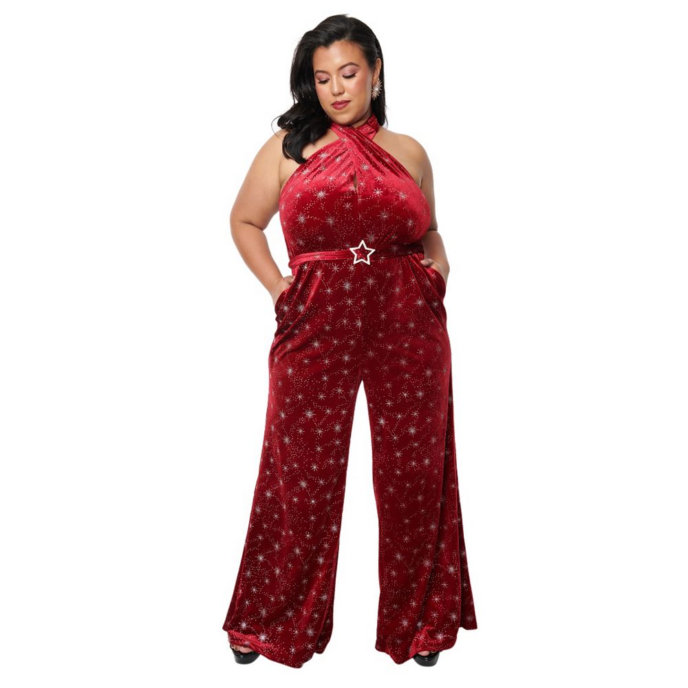 V NECK FLARED JUMPSUIT DECO DARLING