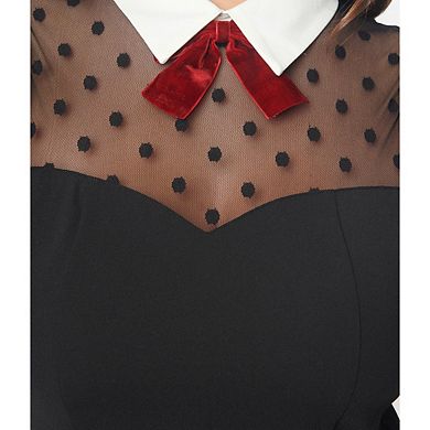 Short Balloon Sleeve Collared Fit & Flare Dress