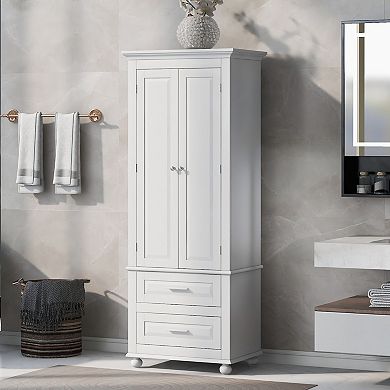 Merax Tall Storage Cabinet With Two Drawers