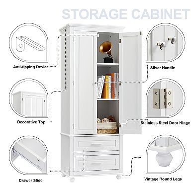 Merax Tall Storage Cabinet With Two Drawers