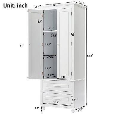 Merax Tall Storage Cabinet With Two Drawers