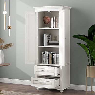 Merax Tall Storage Cabinet With Two Drawers