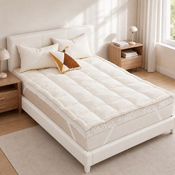 Unikome Loft Organic Cotton Hotel Collection White Goose Feather Bed Mattress Topper