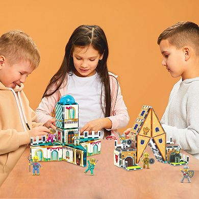 PicassoTiles 70 PC Medieval Castle Themed, Magnetic Tiles, Magnetic Building Blocks Kids 3+