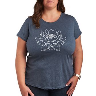 Plus Lotus Flower Outline Graphic Tee