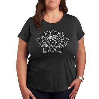 Plus Lotus Flower Outline Graphic Tee