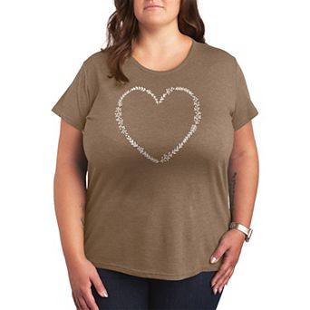 Plus Floral Heart Outline Graphic Tee