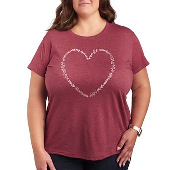 Plus Floral Heart Outline Graphic Tee