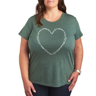 Plus Floral Heart Outline Graphic Tee