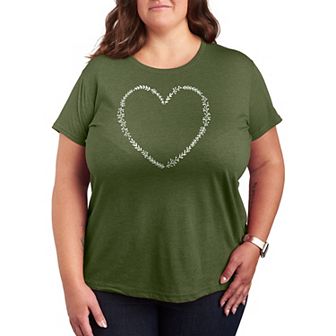 Plus Floral Heart Outline Graphic Tee