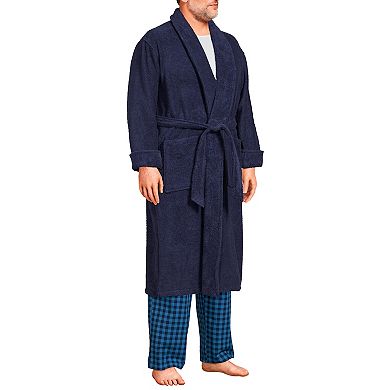 Men's Lands' End Turkish Terry Calf-Length Robe