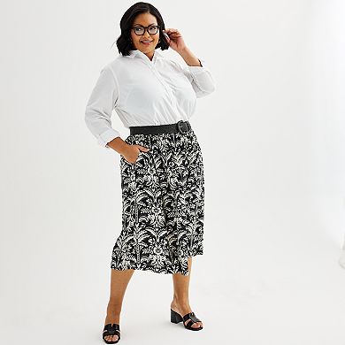 Plus Size Croft & Barrow Polished Front Pull-On Skirt