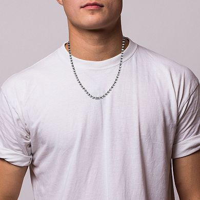 Menster Sterling Silver Oxidized Ball Chain Necklace