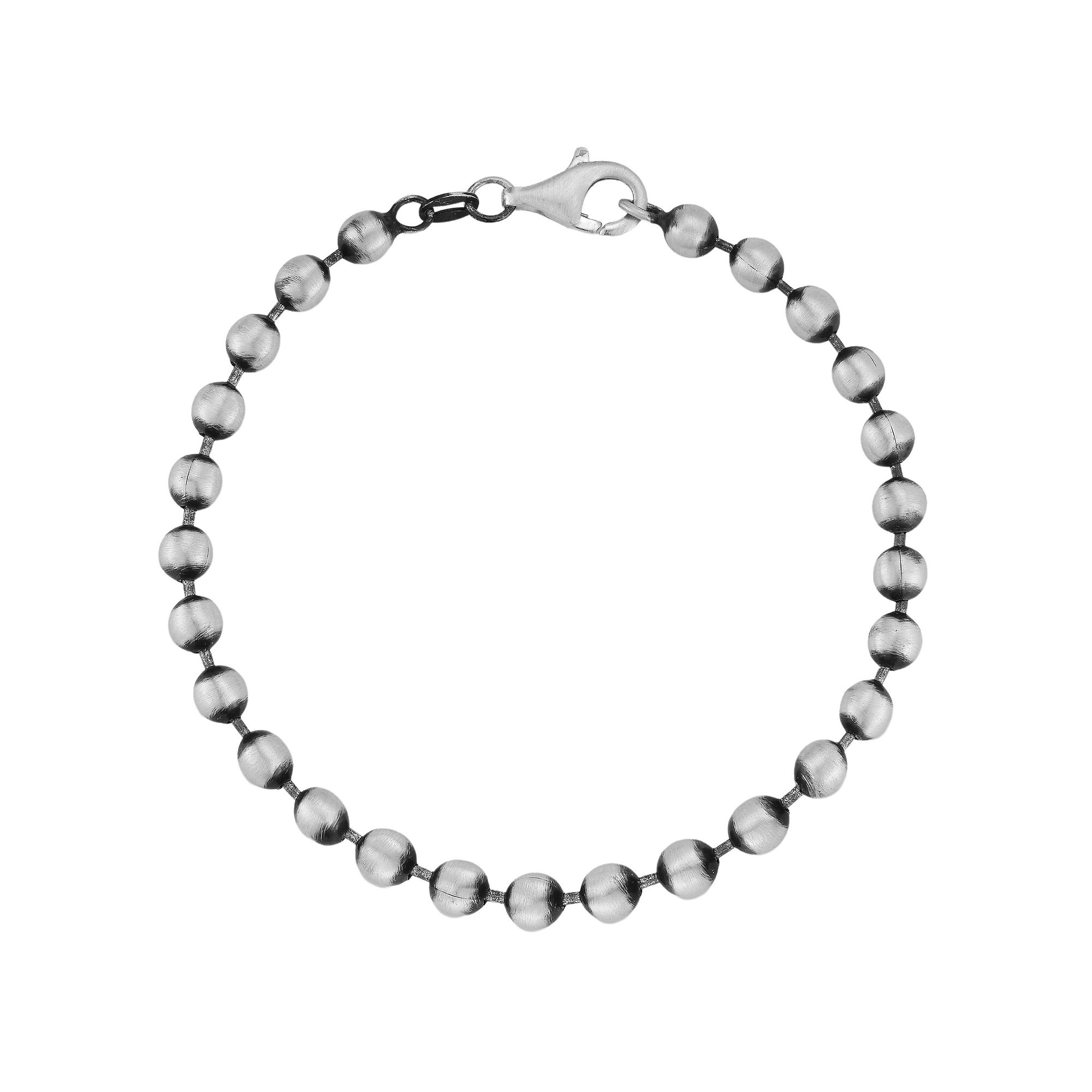 Menster Sterling Silver Oxidized Ball Chain Bracelet, Mens, Size: 9.50, Bl