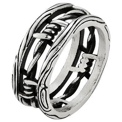 Menster Sterling Silver Oxidized Barbed Wire Ring