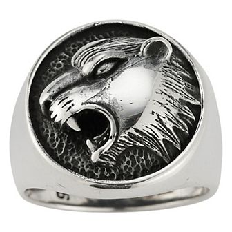 Menster Sterling Silver Oxidized Roaring Tiger Ring