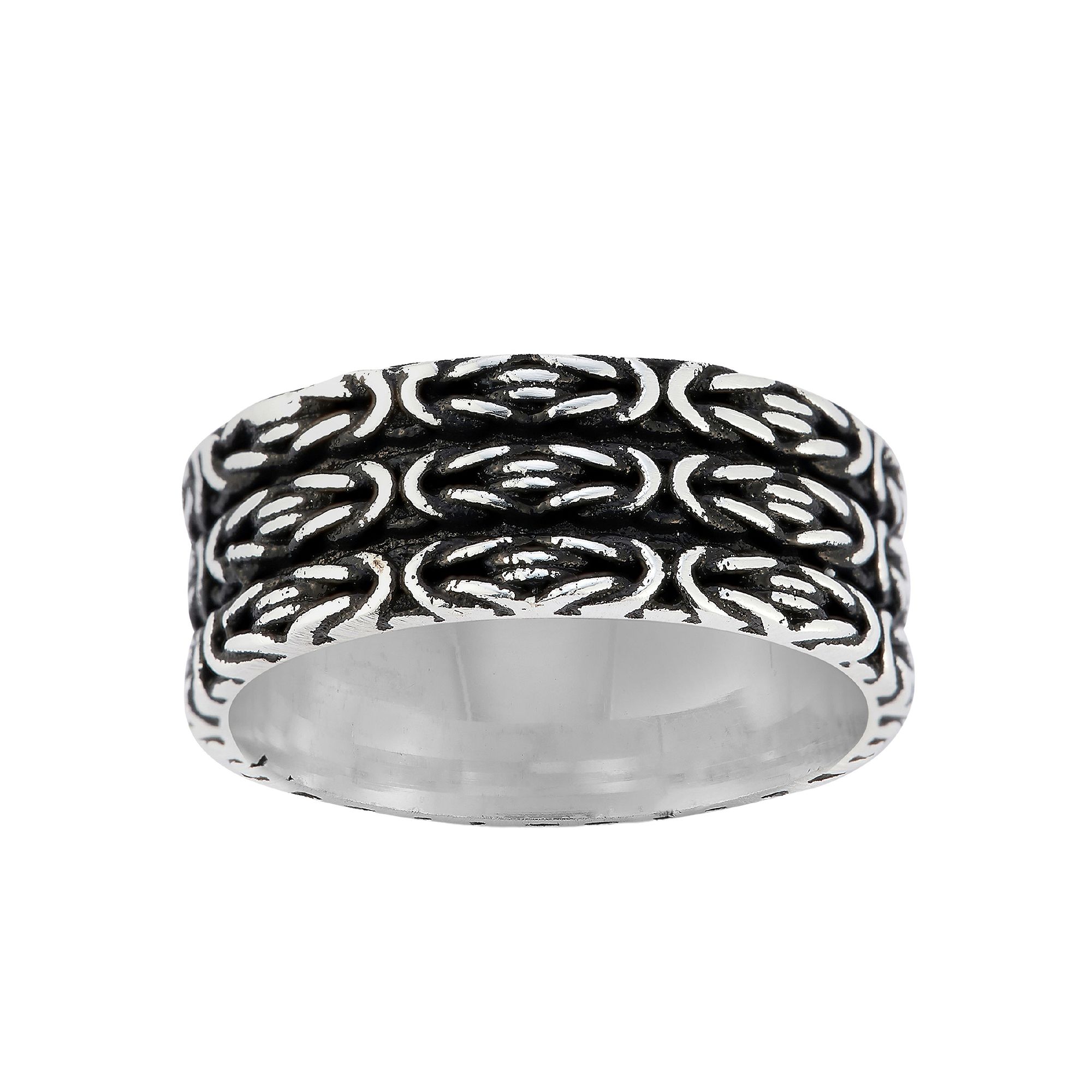 Menster Sterling Silver Oxidized Band Ring, Mens, Size: 8, Black